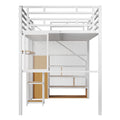 Full Size Metal Loft Bed With Wardrobe, Desk, Storage Shelves, White Expected Arrival Time: 10.3 Box Spring Not Required Full White Metal Mdf Metal