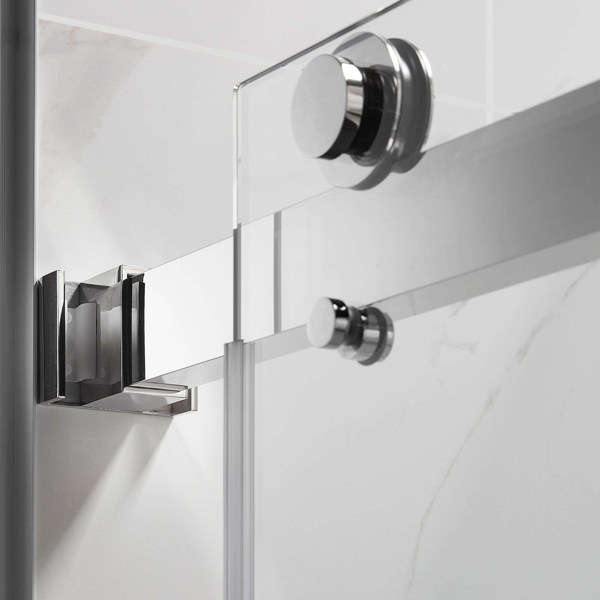 56" 60"W X 76"H Frameless Double Sliding Shower Door, 3 8" 10Mm Clear Tempered Glass, Glass Door For Bathroom, Chrome Finish Chrome Bathroom American Design Glass Metal