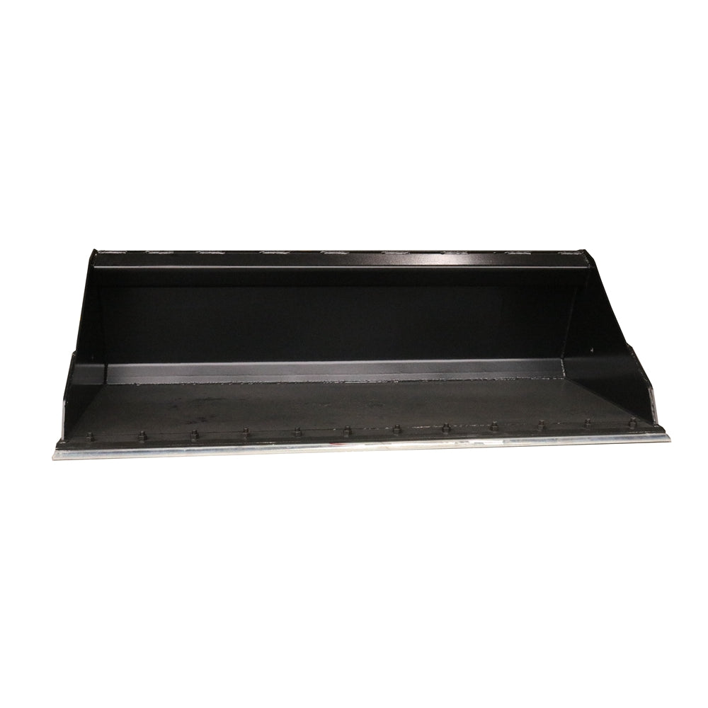 72" Skid Steer All Season Clean Up Bucket Attachment, Heavy Duty Smooth Bucket Quick Attach, Universal Mount Black Steel