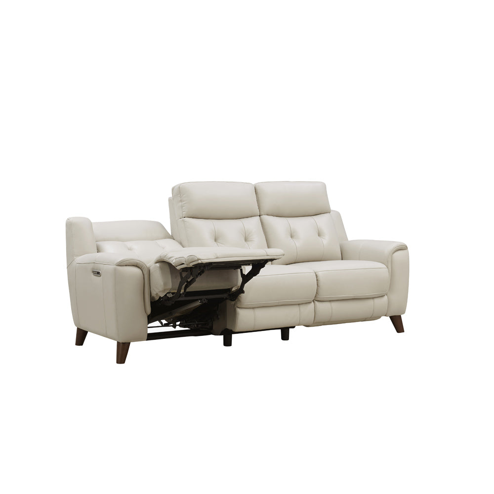 Torino Power Headrest Top Grain Leather Zero Gravity Reclining Sofa Off White Genuine Leather Wood Primary Living Space Medium Firm Tight Back Mid Century Modern Eucalyptus Pillow Top Arms Memory Foam Leather 3 Seat