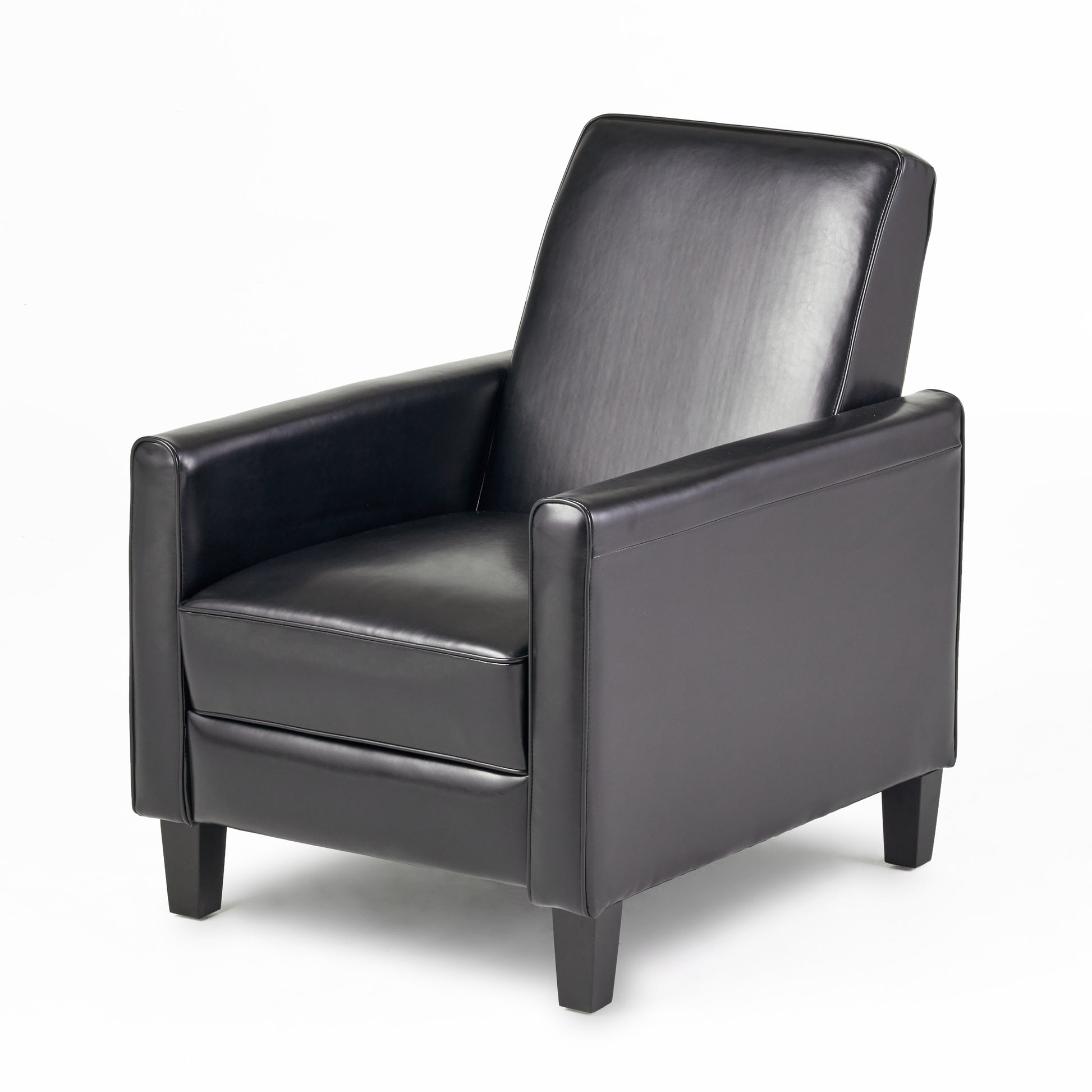 Black Fax Leather Push Back Chair For Elegant Home D Cor Black Pu Leather