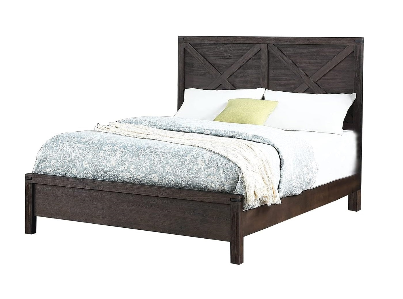 Rustic Contemporary Espresso 1Pc Queen Size Bed Wooden X Design Hb Unique Look Bedroom Furniture Box Spring Required Queen Espresso Espresso Wood Bedroom Contemporary,Modern,Transitional Rubberwood