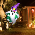 Outsunny 4Ft Inflatable Halloween Decoration, Lighted Window Sticker Ghost In Hat, Blow Up Outdoor Led Yard Display, Waterproof Multicolor Polyester