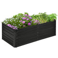 Outsunny Galvanized Raised Garden Bed Kit With Reinforcing Bars, Large And Tall Metal Planter Box For Vegetables, Flowers And Herbs, 6' X 3' X 2', Black Black Steel