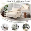 Mirod Elegant Circular Armrests, Ergonomic Lumbar Support, Vintage Roman Column Legs, Luxurious Large Size, Enhances Living Room Aesthetics, For Living Room,Bedroom And Study Beige Velvet