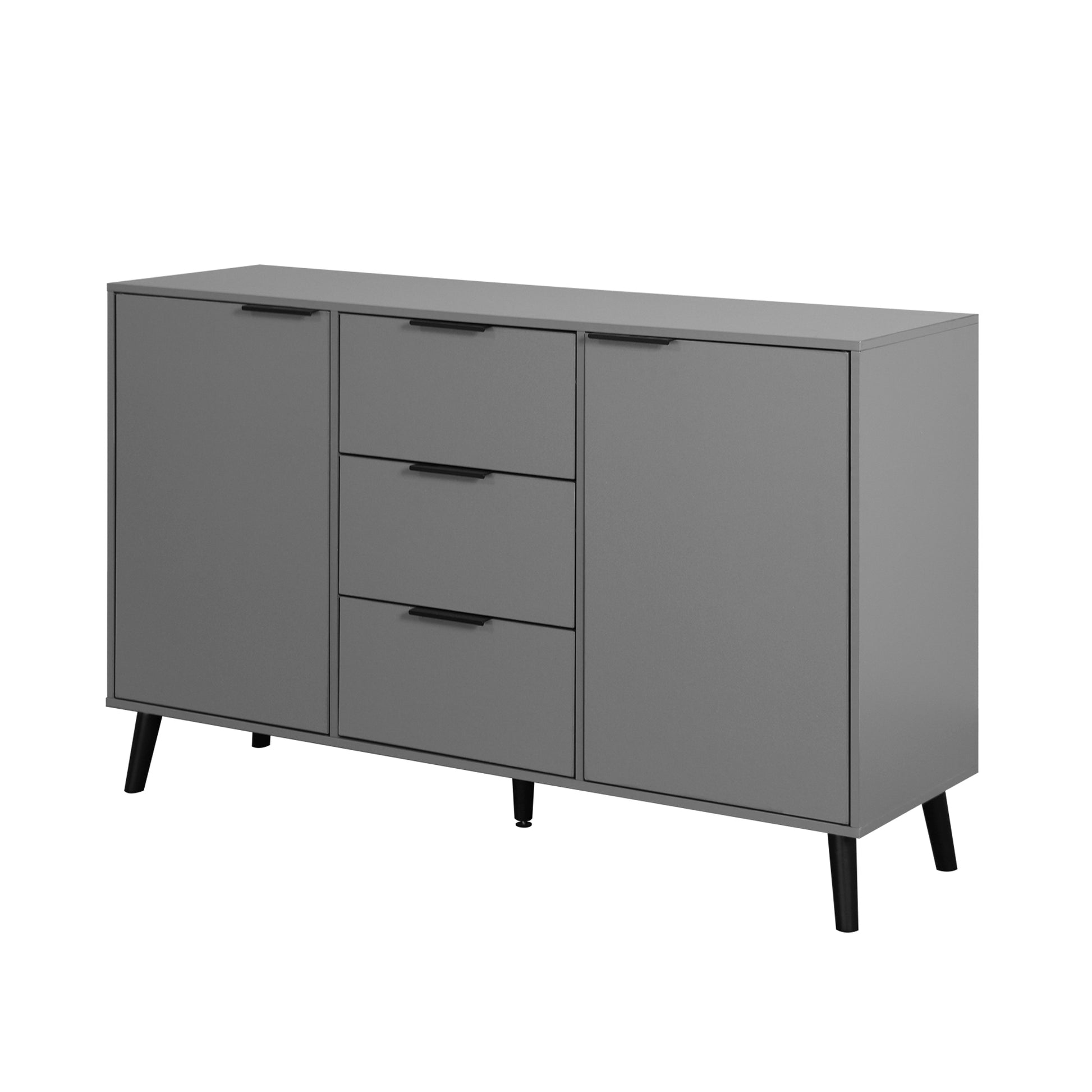 Sideboard Buffet Cabinet With Storage, Wood Coffee Bar Cabinet, 47.2" Kitchen Cabinet With 3 Drawers & 2 Doors, Kitchen Buffet Cabinet Cupboard Gray 5 Or More Spaces Gray Particle Board