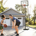 Soozier Portable Basketball Hoop, 8.4 9.8Ft Height Adjustable, Basketball Goal With 34In Backboard And Wheels For Indoor Outdoor Use Black Steel