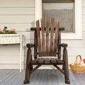 Outsunny Outdoor Wooden Rocking Chair, Single Person Adirondack Rocking Patio Chair With Rustic High Back, Slatted Seat And Backrest For Indoor, Backyard, Garden, Carbonized Brown Wood