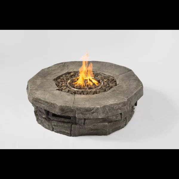 12" H X 37" W Outdoor Fire Pit Table Grey Garden & Outdoor Modern Stone Concrete