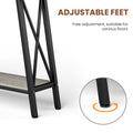 70.9 Inch Extra Long Sofa Table, Console Behind Sofa, Entryway Table With 2 Tier Storage Shelves For Hallways, Living Rooms,Foyers,Entryways,Banquet Rooms,Rustic Gray And Black, 70.9 L X 11.8