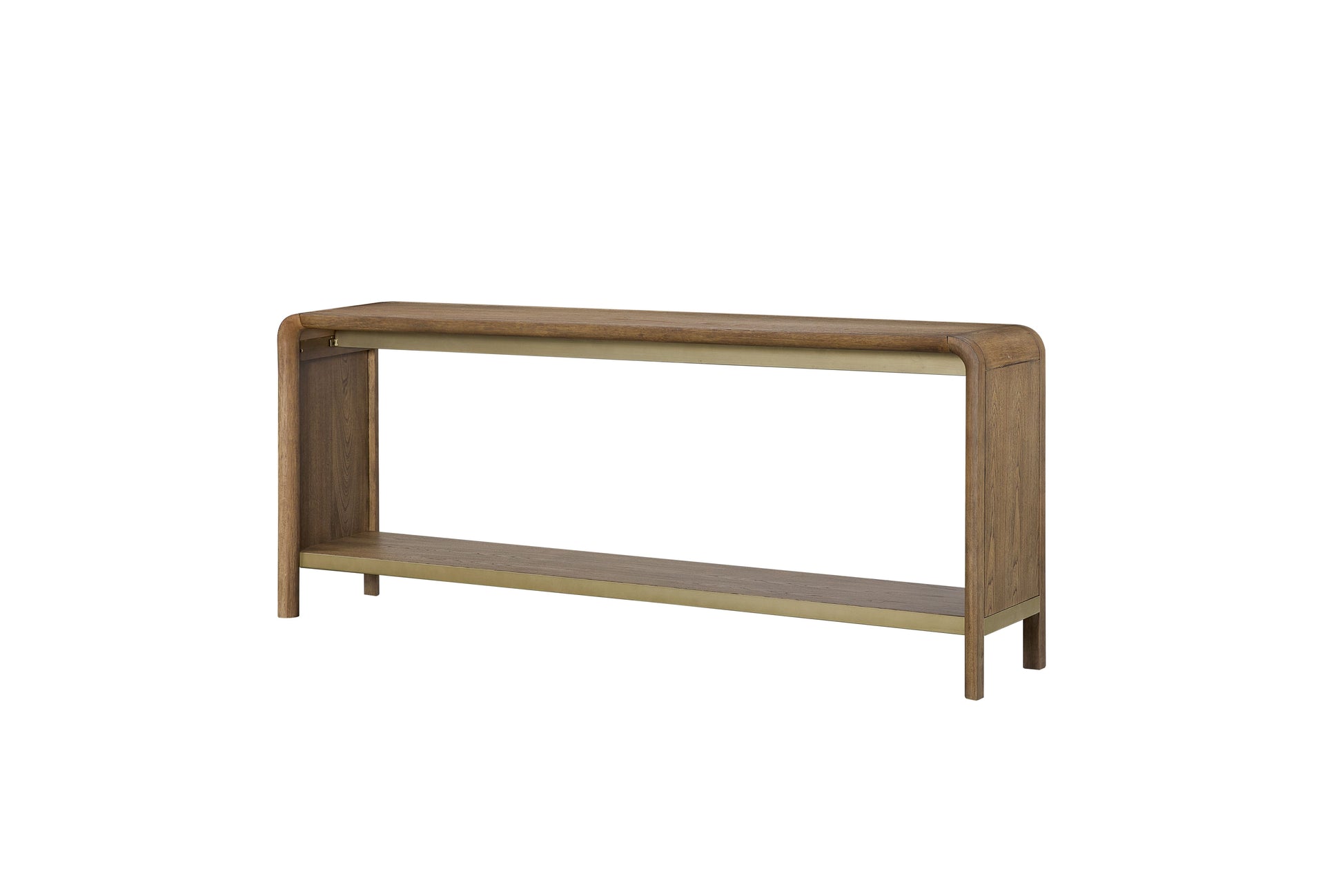 Waterfall Console Table Latte Light Brown Solid Wood Mdf