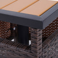 Outsunny 22'' Rattan Wicker Side Table With Steel Frame, Umbrella Insert Hole, Sand Bag For Outdoor, Patio, Garden, Backyard, Brown Brown Rattan