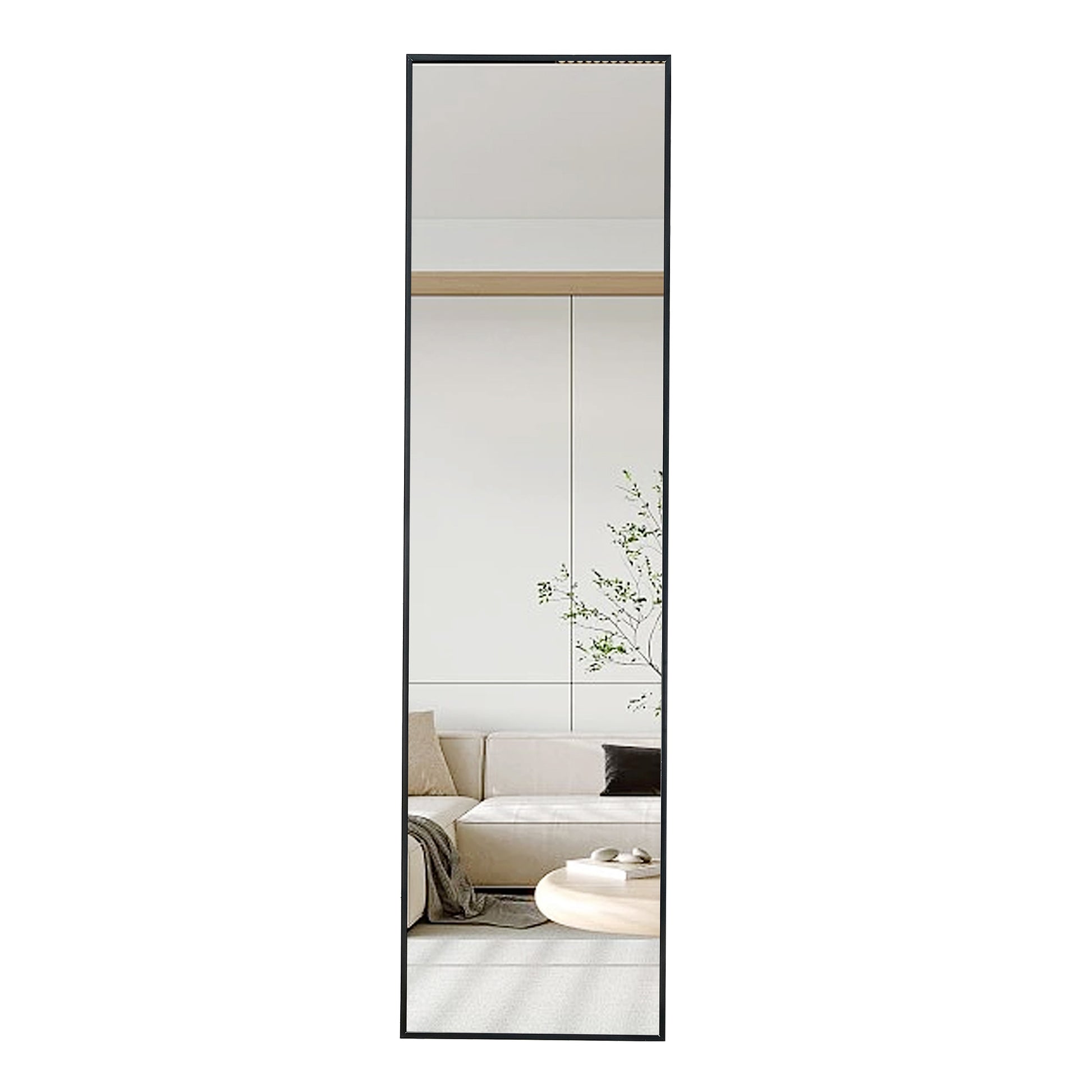 4Th Generation Aluminum Alloy Metal Frame Full Body Mirror, Quality Upgrade, Bathroom Makeup Mirror, Bedroom Entrance, Floor Mirror, 59 "* 15.7" W151124219 Transparent Glass