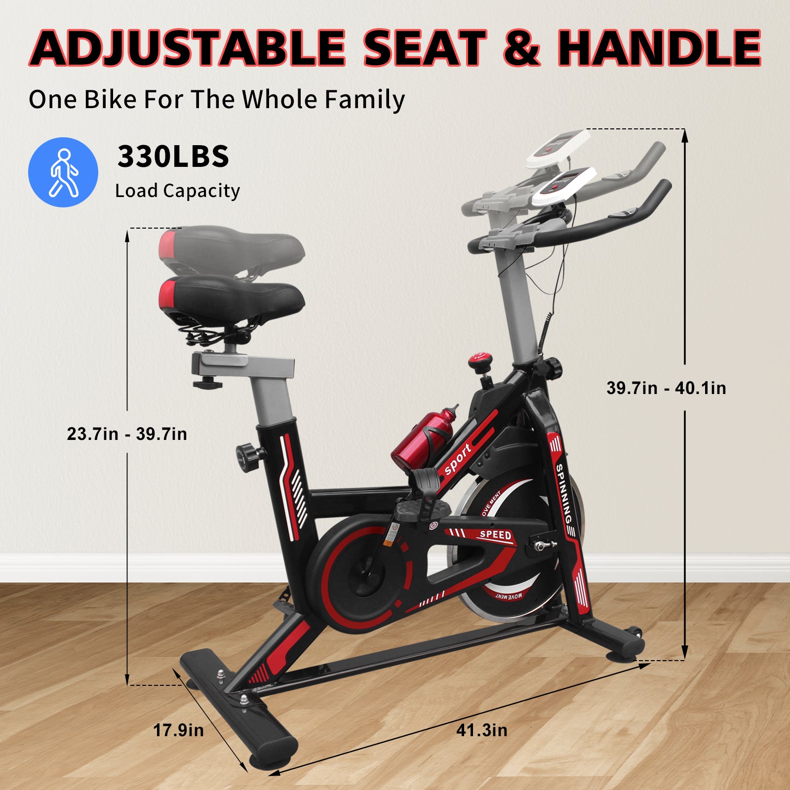 Indoor Exercise Bike Cycling Bike With Comfortable Seat Cushion Black Red Indoor Fitness Black Red Gym Steel