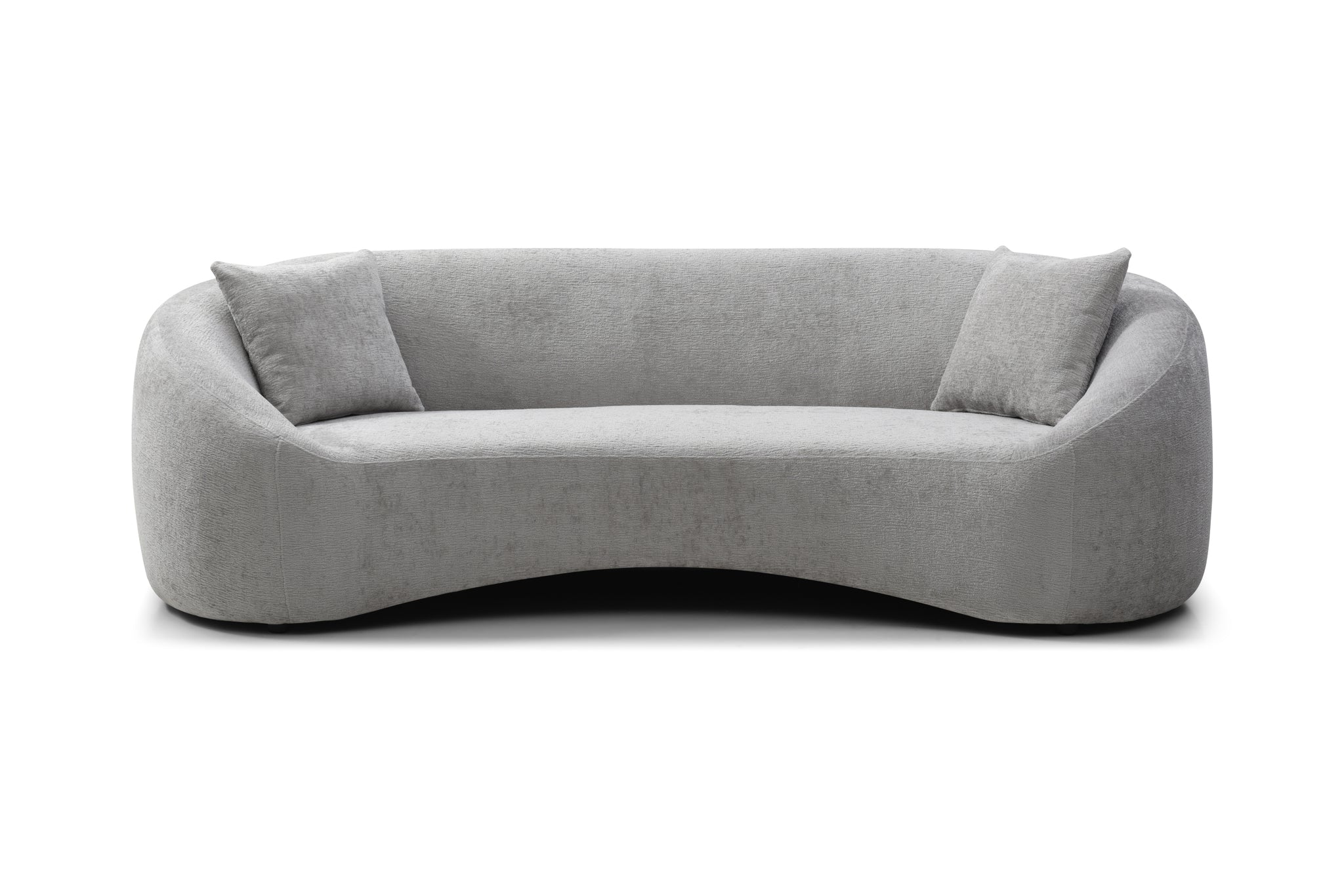 Minimalist Curved Sofa, 3 Seater, Chenille Velvet Fabric Upholstered Sofa, Tight Curved Back Velvet Cloud Couch For Living Room Apartment Office, Light Gray Light Gray Chenille Wood Primary Living Space Medium Soft Tight Back Modern Eucalyptus Recessed