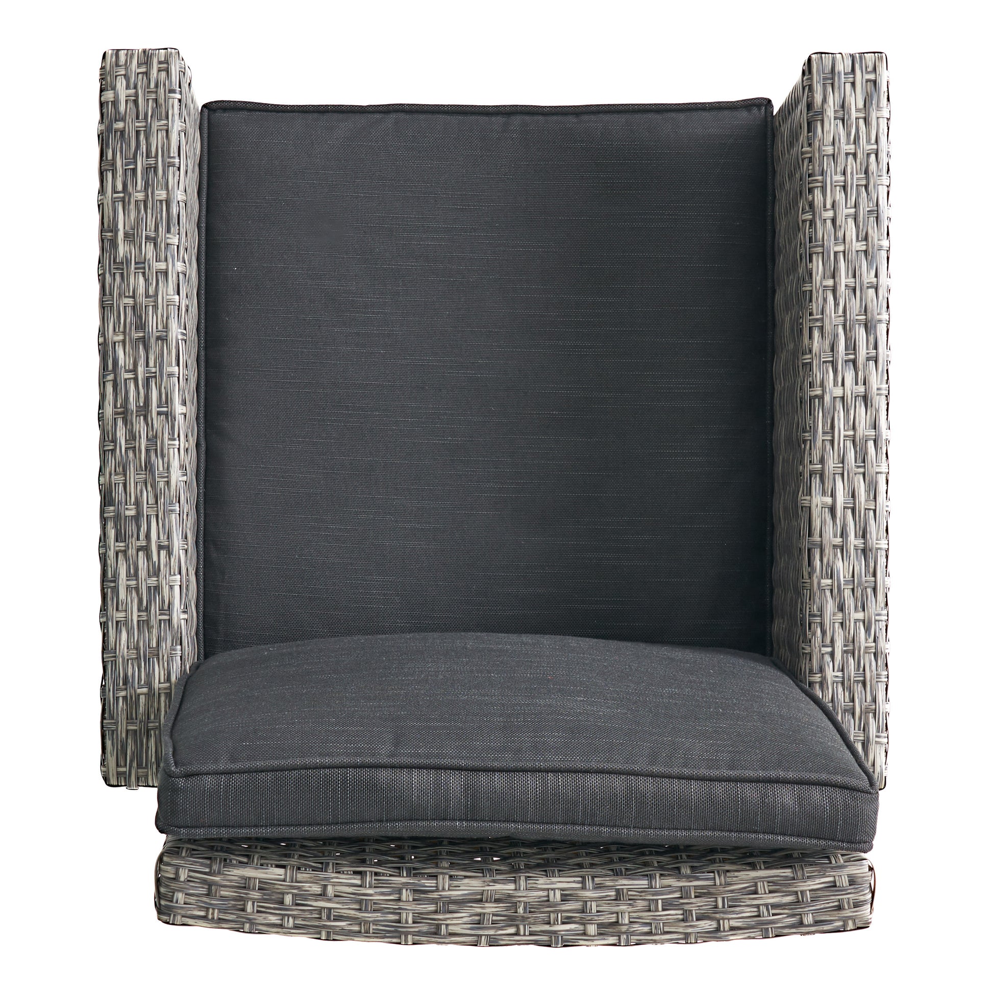 30" Outdoor Wicker Barstool With Water Resistant Cushions 1Pc Black Gray Pe Rattan Iron Waterproof Fabric