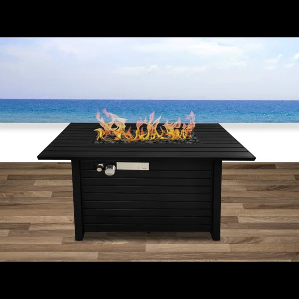 25" H X 42" W Steel Outdoor Fire Pit Table With Lid Black Garden & Outdoor Modern Foam Steel