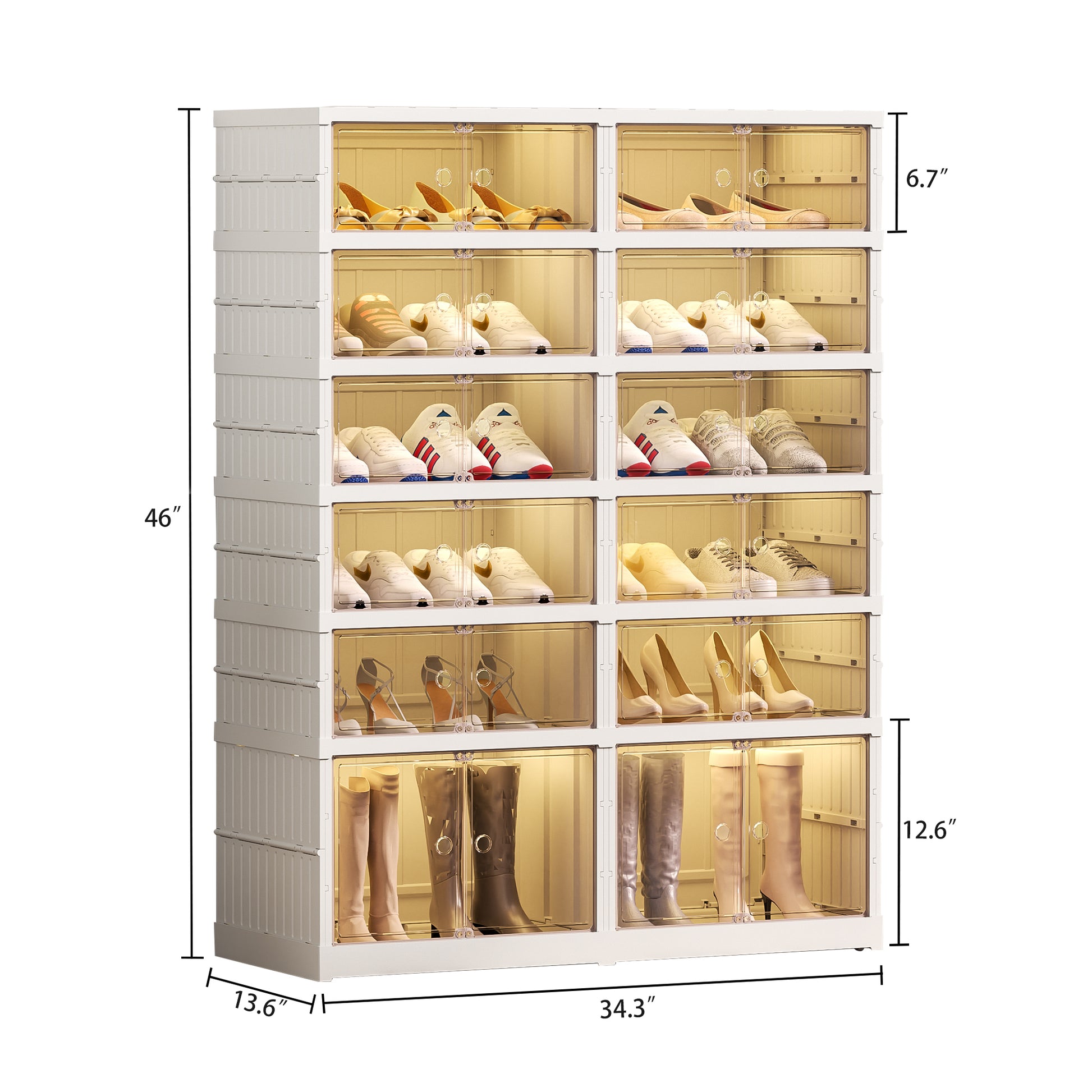 Shoe Storage Cabinet 6 Tiers For 24 Pairs, Portable Shoe Rack Organizer For Entryway Foldable Shoe Boexe, Large Storage Bins For Closet,Living Room 5 Or More Shelves White Primary Living Space American Design Polypropylene