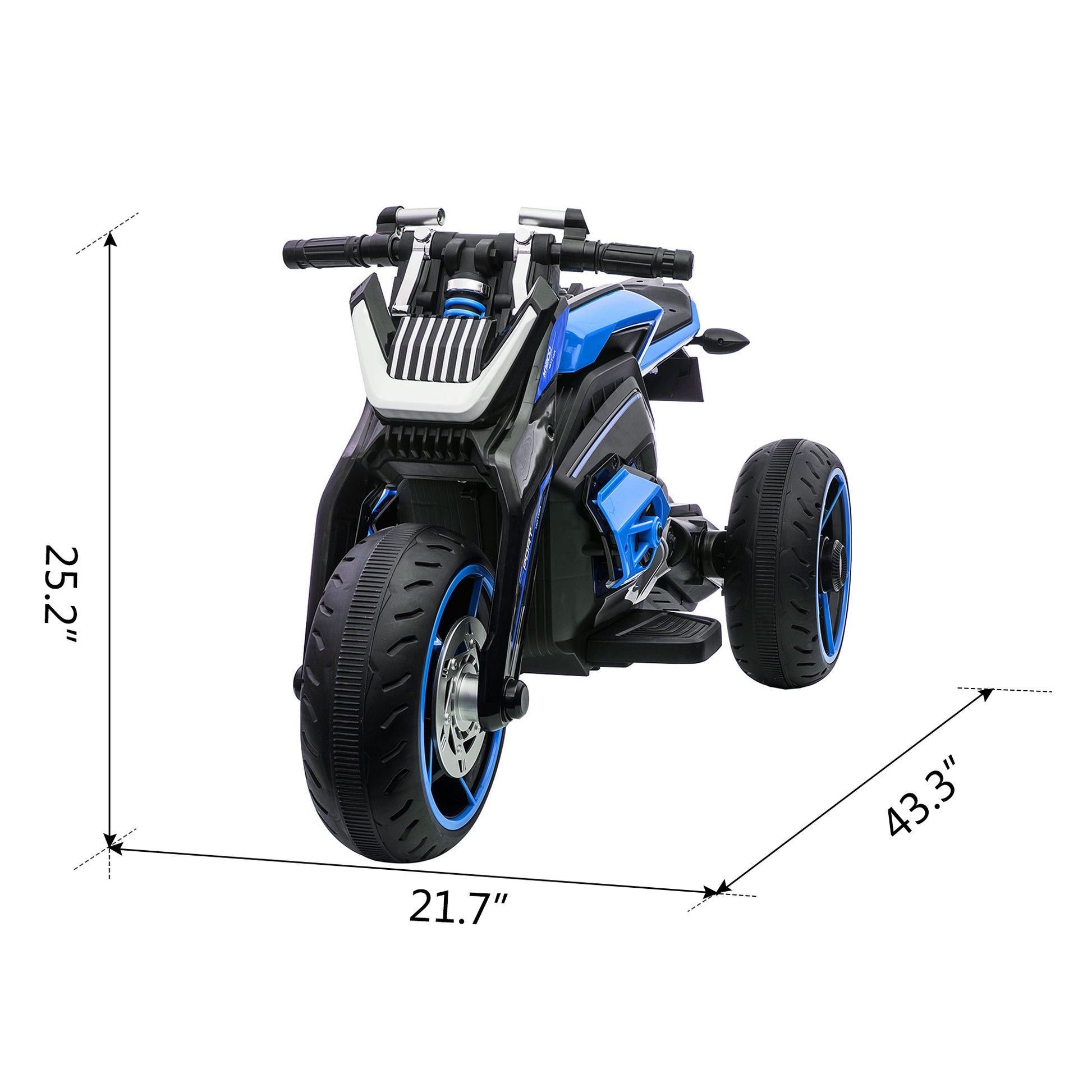 12V Three Wheel Ride On Motorcycle, Kids Electric Motorbike With Horns, Led Lights, Gift For Kids 3 8 Years,Blue Blue Polypropylene