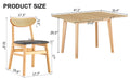 Wood Colored Mdf Desktop With Rubber Wooden Legs, Foldable Computer Desk, Foldable Office Desk, Solid Wood Dining Chair With Small Curved Back And Pu Cushion, Zd 1545 Dx 2361 Wood Seats 4 Wood