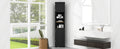 Multi Functional Corner Cabinet Tall Bathroom Storage Cabinet With Two Doors And Adjustable Shelves, Open Shelf, Black Black Mdf