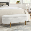 Ottoman Oval Storage Bench,Rubber Wood Leg,Beige 46.