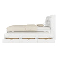 Full Size Wooden Led Platform Bed With Trundle, With Storage Headboard, With Drawers, White Full White Plywood