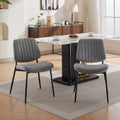 Dining Chairs Set Of 2 Modern Retro Linen Chair With Bentwood Back Upholstered Seat Metal Legs Adjustable Foot For Kitchen Dining Room Chairs Gray Linen Gray Set Of 2 Foam Linen