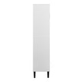 Tall Storage Show Cabinet With 2 Glass Display Door & 2 Doors, Tall Kitchen Pantry Cabinet With Gold Handles, Modern Cabinet Freestanding For Bathroom, Dining Living Room, White White Mdf