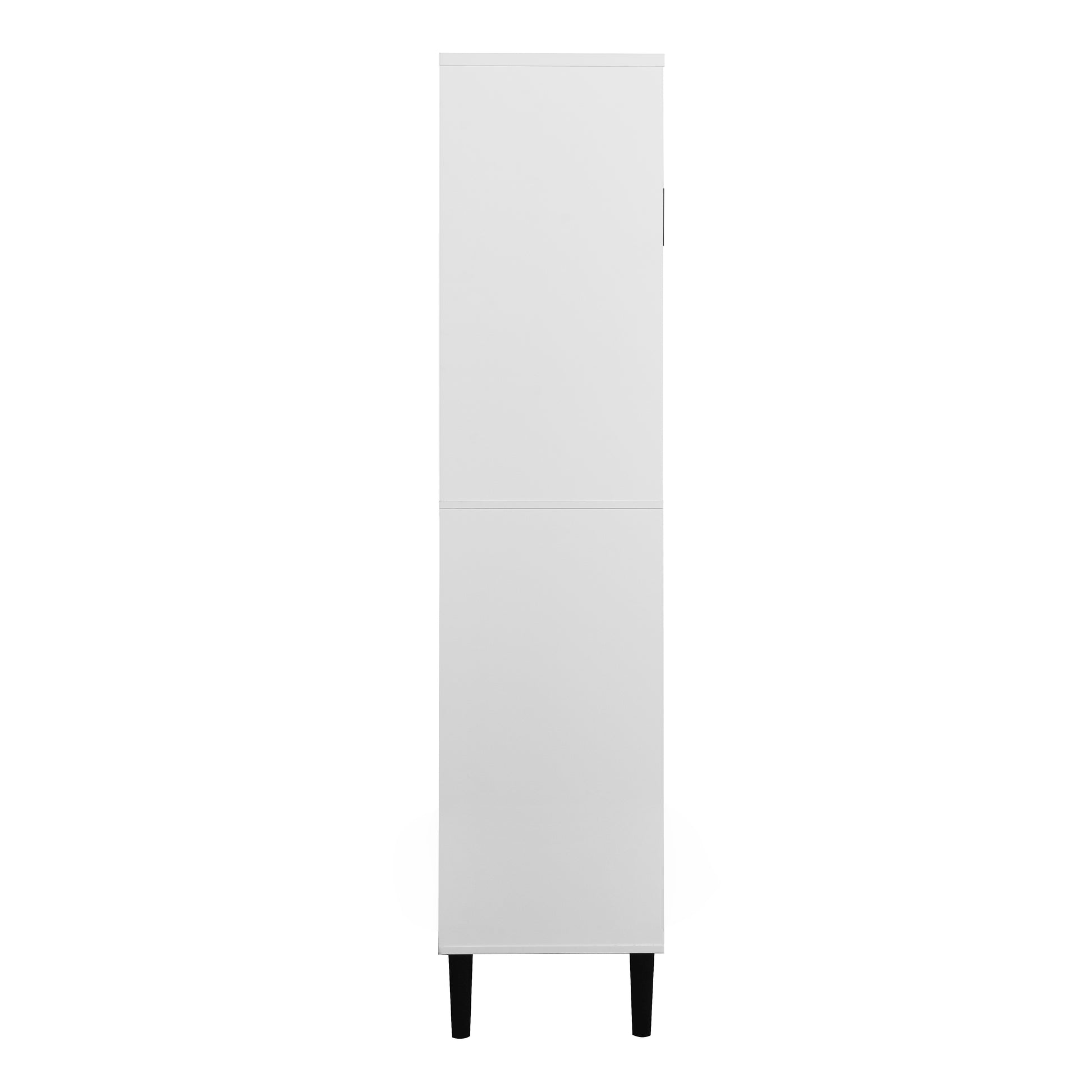 Tall Storage Show Cabinet With 2 Glass Display Door & 2 Doors, Tall Kitchen Pantry Cabinet With Gold Handles, Modern Cabinet Freestanding For Bathroom, Dining Living Room, White White Mdf