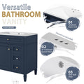 30'' Bathroom Vanity With Top Sink, Modern Bathroom Storage Cabinet With 2 Drawers And A Tip Out Drawer, Freestanding Vanity Set With Mirror Cabinet, Single Sink Bathroom Vanity 3 Blue 2 Mirror Included Bathroom Wall Mounted Modern Solid Wood Painted