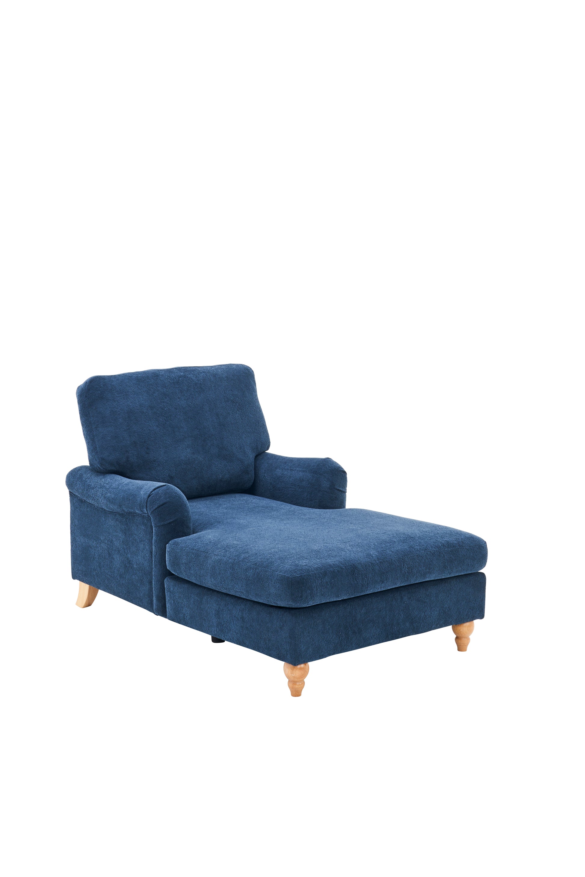 Modern Mid Century Indoor Oversized Chaise Lounger Comfort Sleeper Sofa With Soild Wood Legs Blue Foam 1 Seat