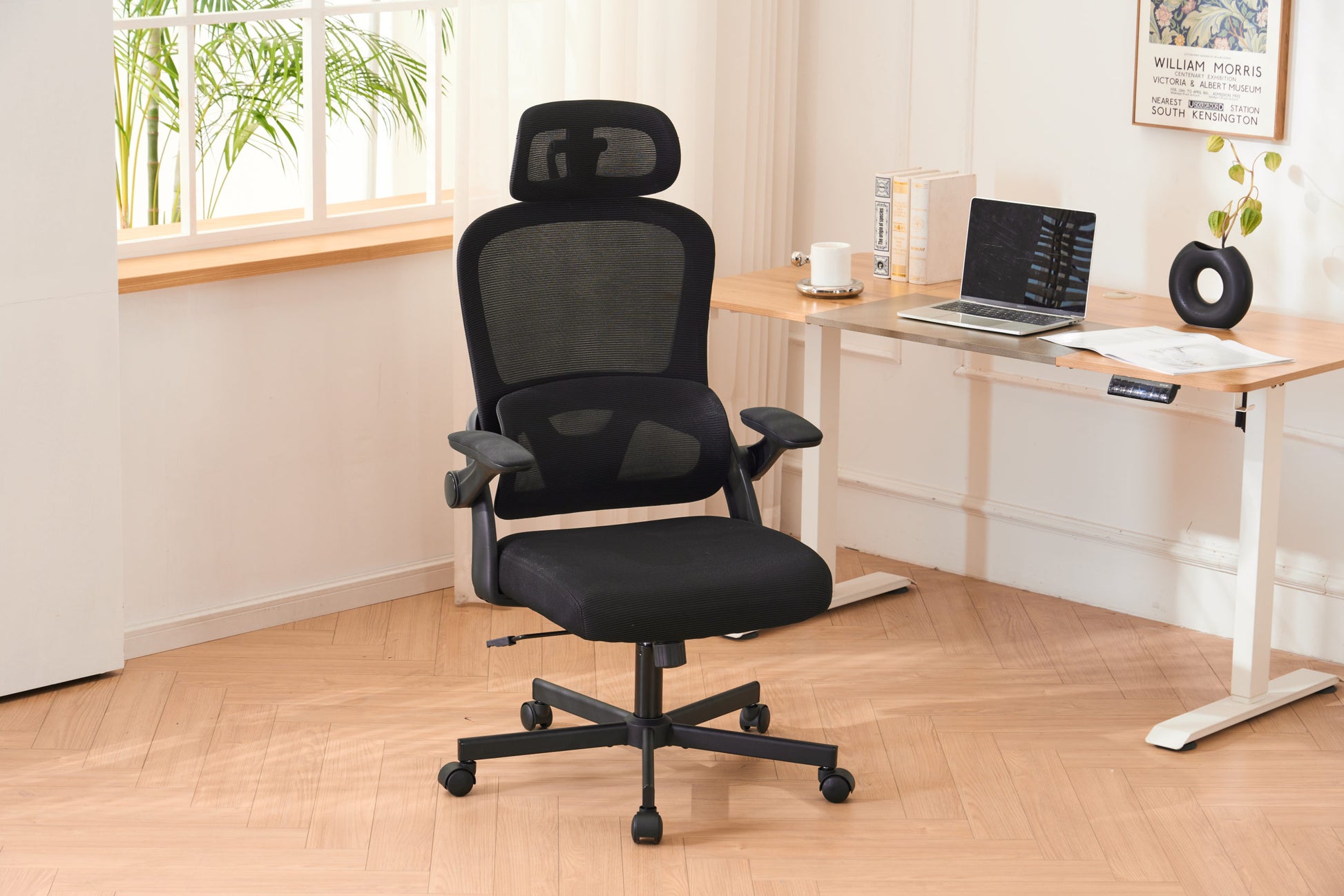 Ergonomic Mesh Office Chair, High Back Desk Chair With 3D Armrests, Up&Down Lumbar Support, Swivel Computer Task Chair With Adjustable 2D Headrest, Tilt Function Black Black Mesh