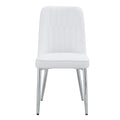 2 Modern Dining Chairs, Smooth Pu Leather Backrest And Silver Toned Metal Legs For A Comfortable Home Experience For Kitchens, Bedrooms And Offices. White Pu