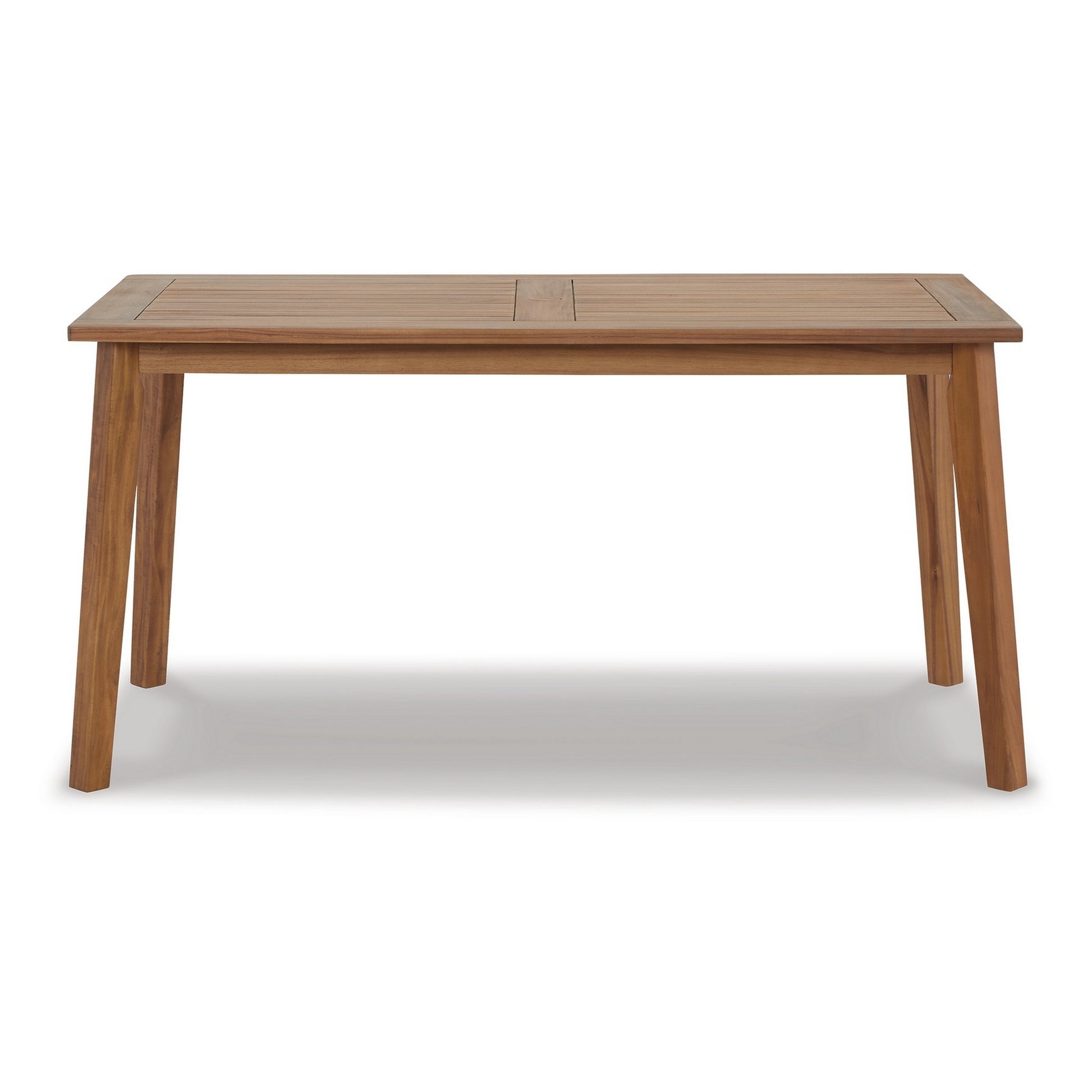 Nilen 59 Inch Dining Table, Natural Brown Acacia Wood, Slatted Surface Brown Acacia Wood