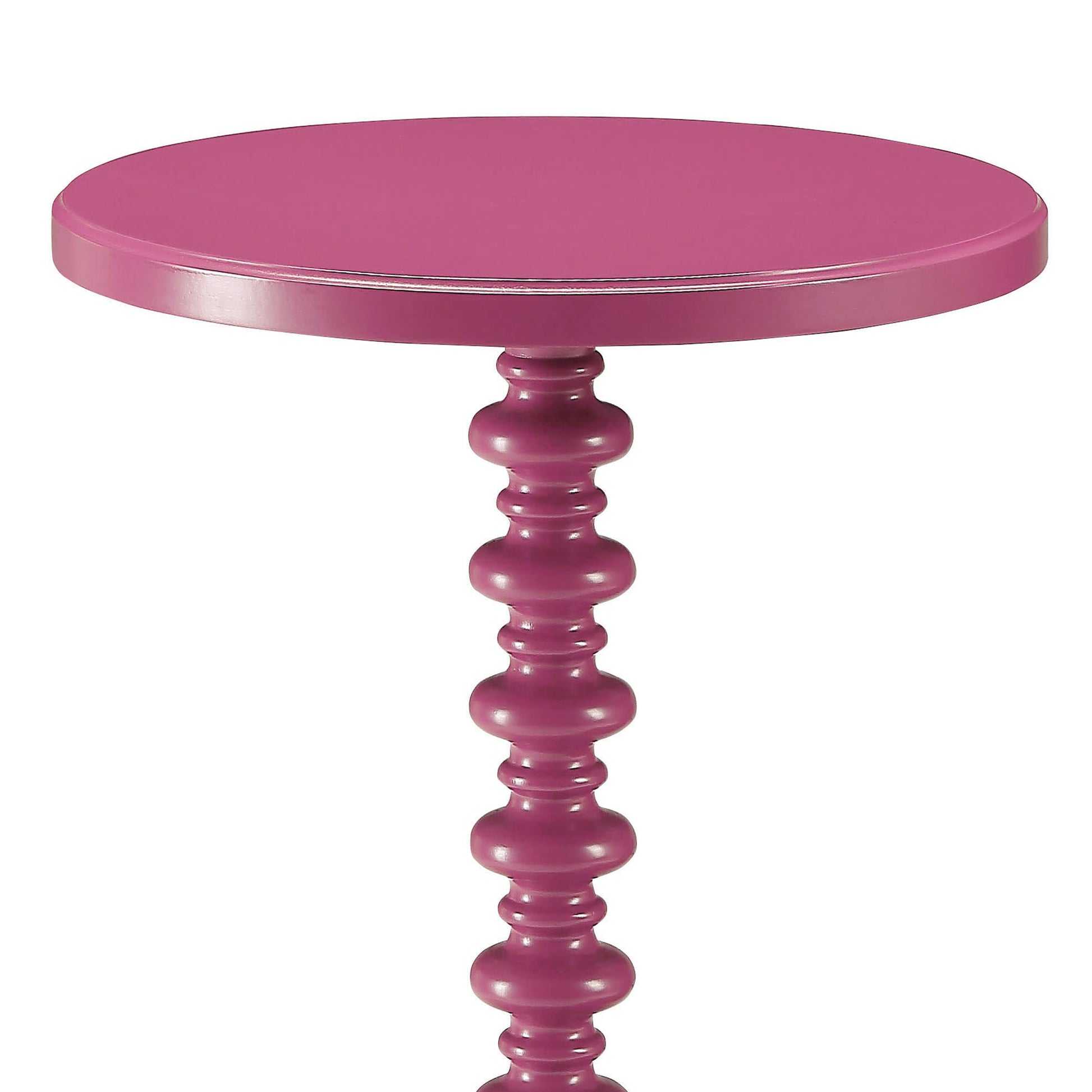 Purple Accent Table With Pedestal Base Purple Primary Living Space Round Solid Wood Mdf Pedestal