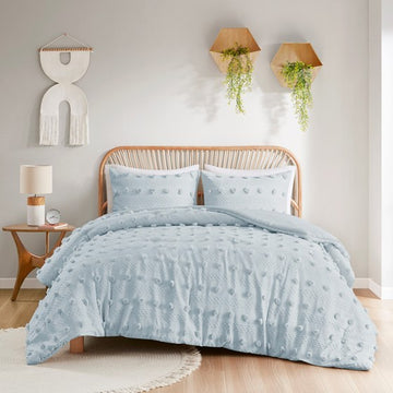 Clip Jacquard Comforter Set Full Queen Full Blue Polyester