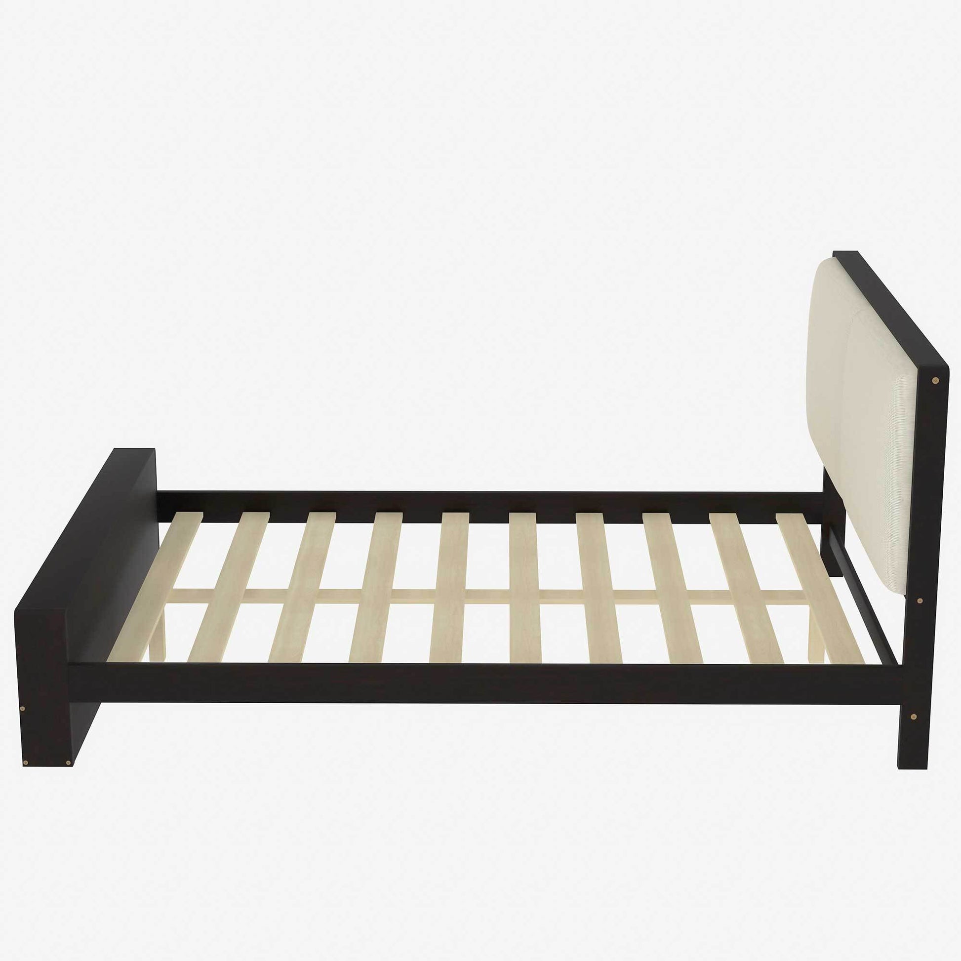 Queen Size Platform Bed Frame With Upholstery Headboard And Bookshelf In Footboard And Led Light Strips, Espresso Queen Espresso Solid Wood Mdf