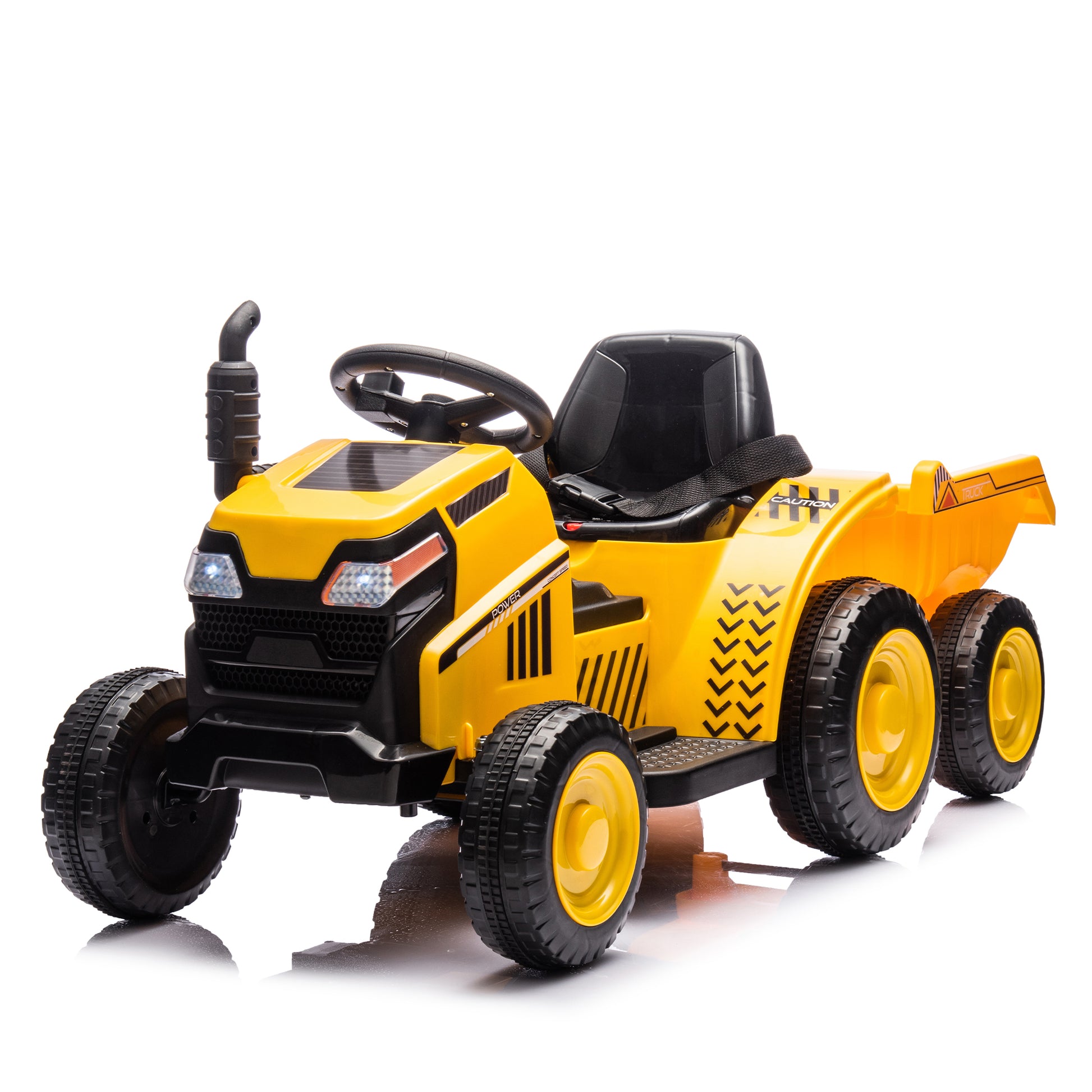 12V Kids Ride On Electric Tractor Black Knight,Kids Ride On Toy.2Wd,Non Skid Tires, Steering Wheel, Foot Pedal,With Removable Storage Tug,Light,Bluetooth,Music,Mp3,Usb,Power Display For Kids Aged 3 . Yellow 50 99 Lbs Polypropylene