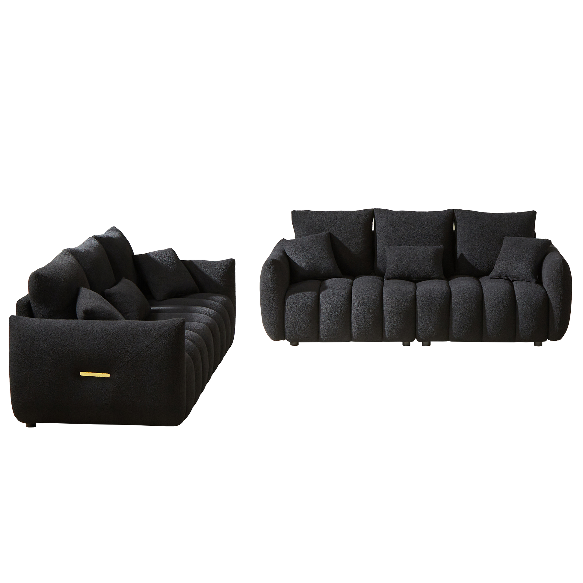 3 Seater 3 Seater Combo Sofa Modern Living Room Sofa, Teddy Sofa, Wooden Frame, 6 Cushions, Apartment Sofa Furniture Black Wood Primary Living Space Pine Foam Fabric 6 Seat