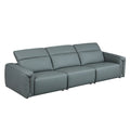 Modern Simple Line Design 3 Seater Leather Sofa For Living Room, Comfy Sofa Couch With Extra Deep Seats,Adjustable Headrests Couch,Blue Grey Blue Grey Leather 3 Seat