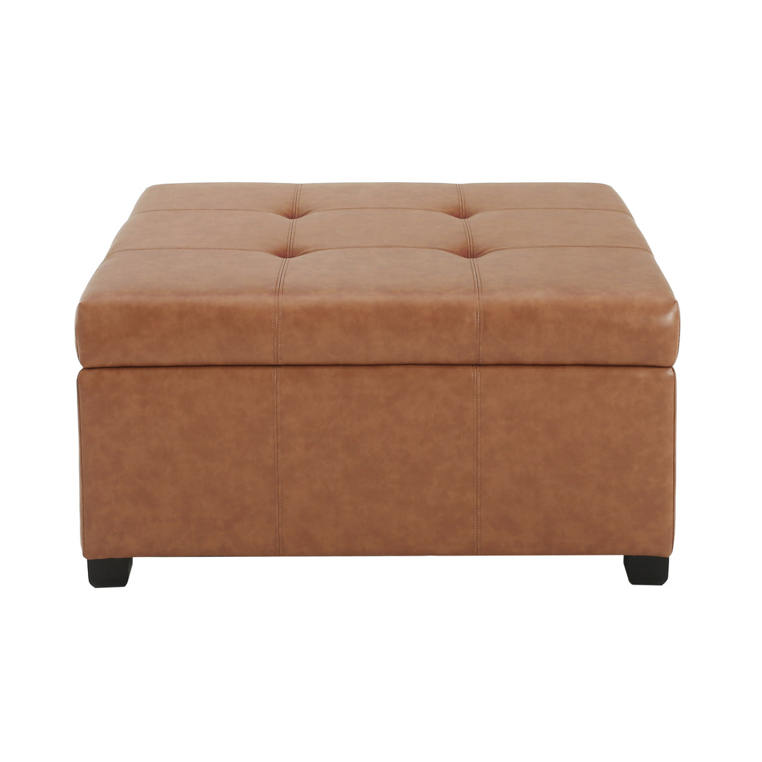 Carlsbad Pu Storage Ottoman Tan Wood Pu