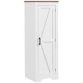 Homcom Farmhouse Storage Cabinet With Adjustable Shelf, Single Barn Door Accent Cabinet For Living Room, Floor Pantry Cabinet, White White Mdf