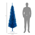 Homcom 6' Artificial Pencil Christmas Tree, Slim Xmas Tree With 390 Realistic Branch Tips And Plastic Stand, Blue Blue Plastic