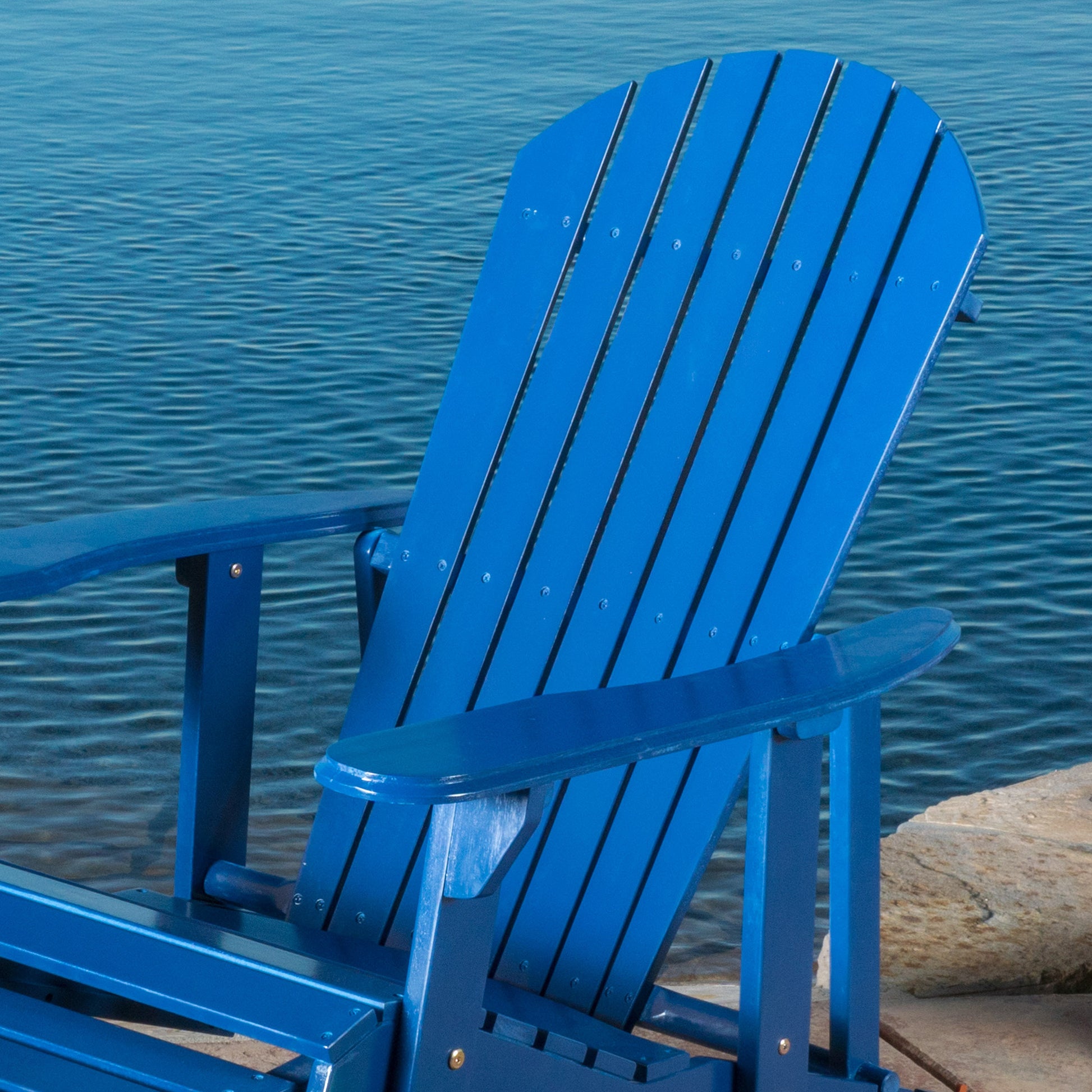 Malibu Reclining Adirondack Chair Blue Acacia Wood