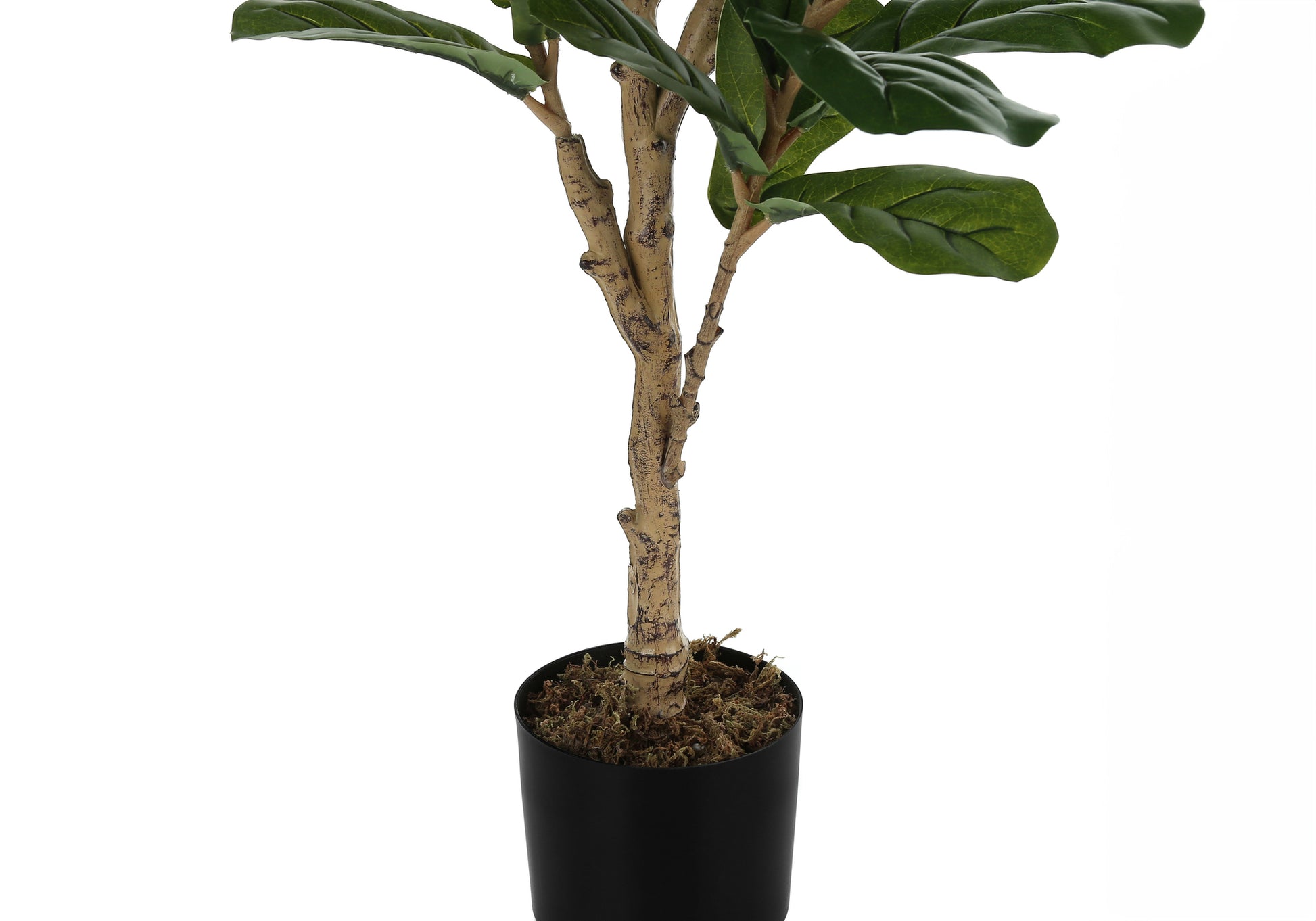 Artificial Plant, 47" Tall, Fiddle Tree, Indoor, Faux, Fake, Floor, Greenery, Potted, Real Touch, Decorative, Green Leaves, Black Pot Green Plastic