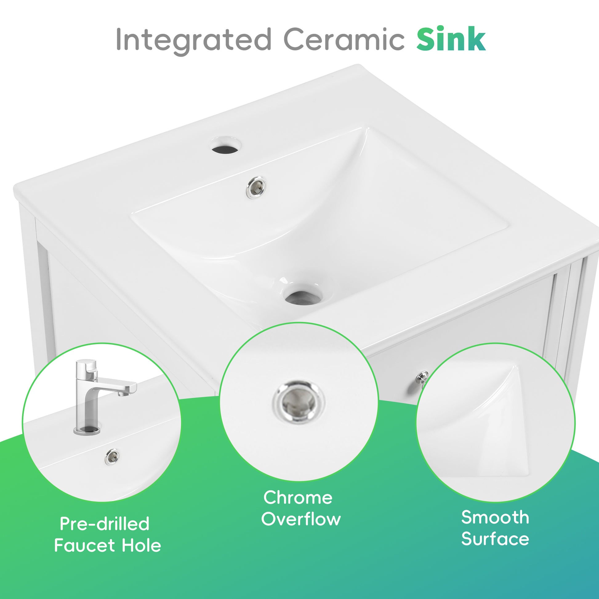 20" Bathroom Vanity With Sink, Bathroom Cabinet With Soft Closing Door, Storage Rack And Adjustable Shelve, White Old Sku:Wf531249Aak White Mdf