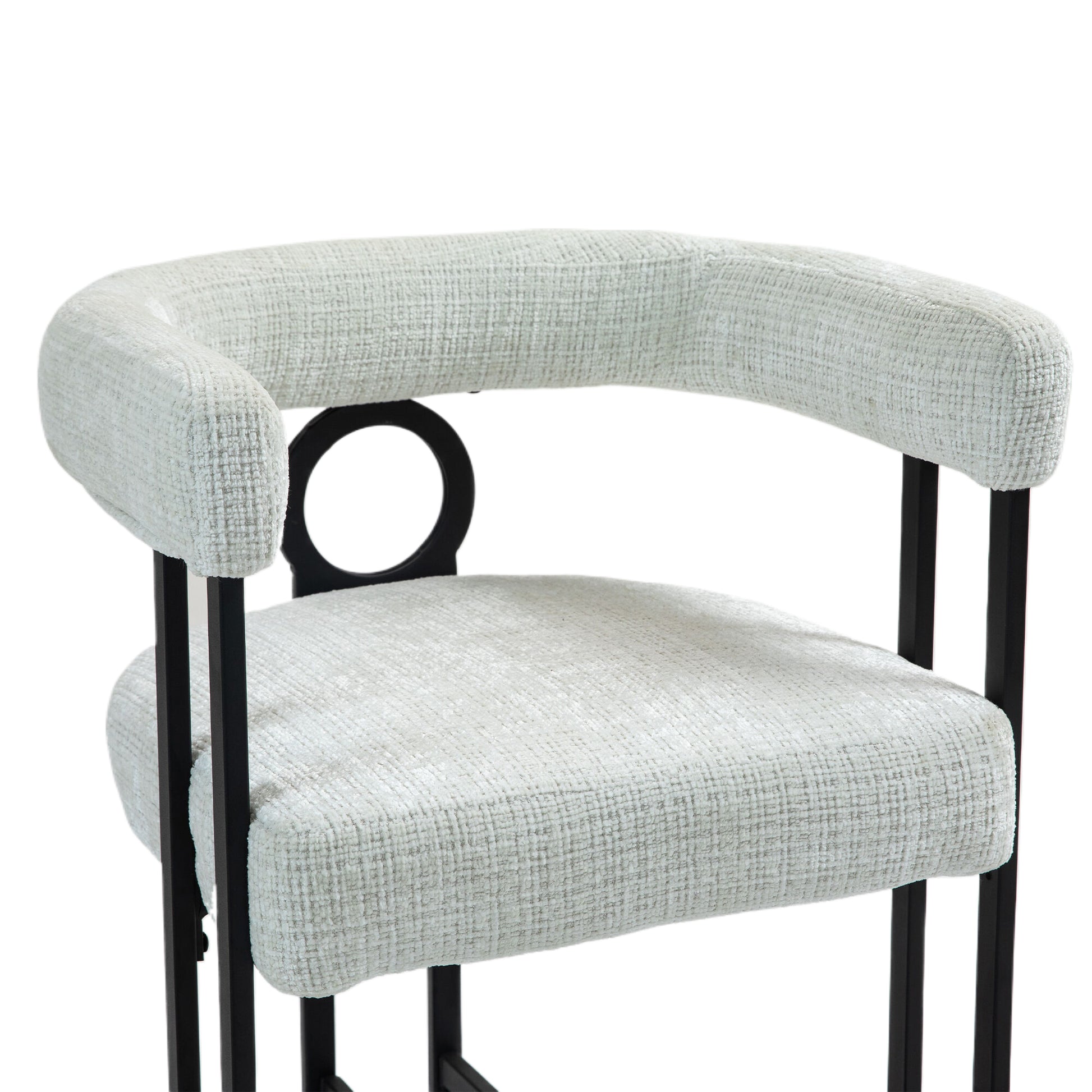 Coolmore Bar Stools Set Of 2, Modern Bar Stool With Back, Black Metal Frames, Upholstered Bar Stools For Kitchen Island, Pub, Club Beige Chenille Beige Foam Chenille