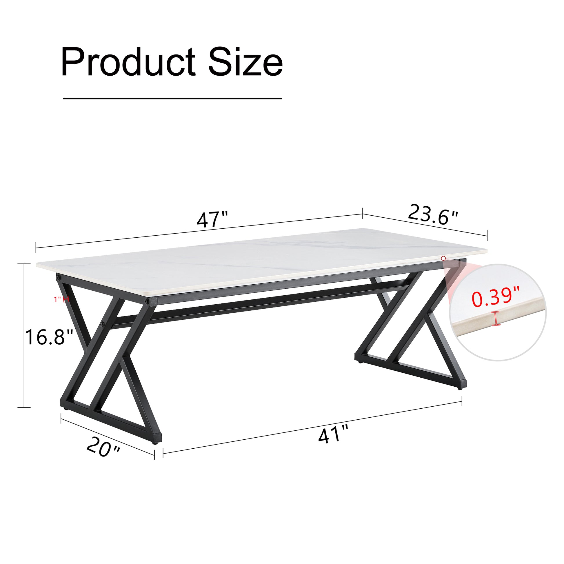 A Modern Minimalist Style White Marble Patterned Coffee Table With Black Metal Legs. Computer Desk. Game Table. Tea Table. Ct Xx White Black Sintered Stone