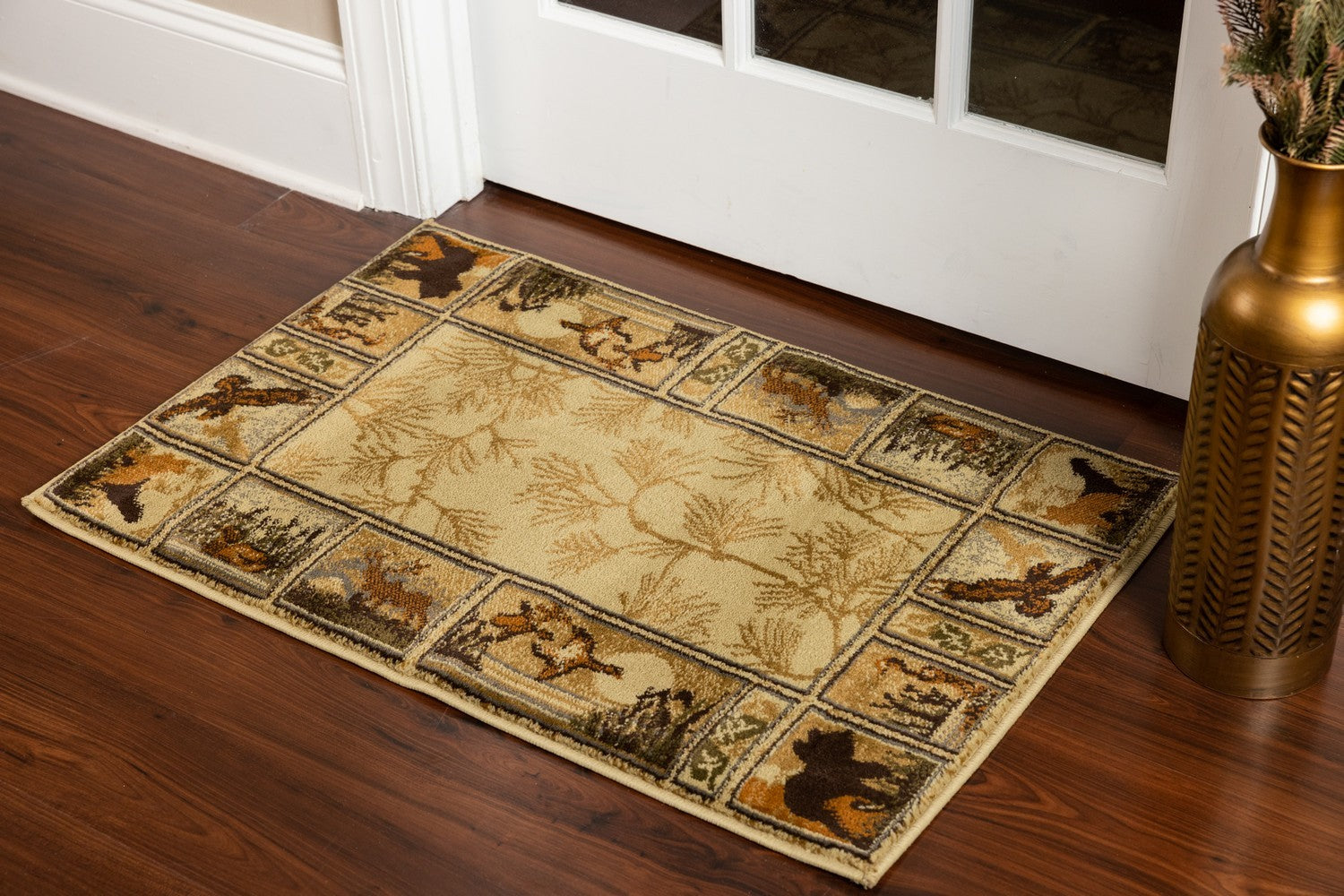 Woodland Gc Rst5502 Cream 2 Ft. 7 In. X 7 Ft. 3 In. Lodge Area Rug Cream Polypropylene